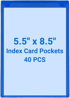 40 PCS Clear Self Adhesive Plastic Label Pockets, Top Loading Business & Library Index Card Holders, Fabric Tape Sleeves for Storage Bins, Totes, Binders and Drawers (5.5 x 8.5 Inch) by Kvatr-X