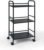 SunnyPoint 3-Tier Rolling Utility Cart – Metal Storage Organizer with Wheels, Mobile Kitchen Cart, Office & Home Organizer, Black, 12" D x 16.92" W x 31.1" H - Image 7