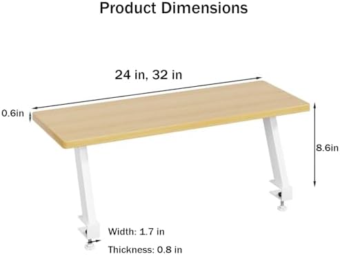 Desktop Clip-On Shelving Unit, 32in Single-Tier Overhead - Image 3