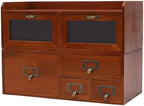 6-Drawer Desktop Organizer Cabinet, Wooden Desk Organizer, Drawer Storage Organization Box for Office Supplies Makeup Jewelry Craft, Retro Brown (18.5x8.66x12.6 inch) - Image 7