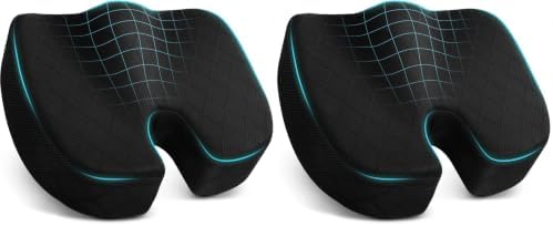 TushGuard Seat Cushion, Office Chair Cushions, Car Seat Cushion, Non-Slip Sciatica & Back Coccyx Tailbone Pain Relief Chair Pad for Computer Desk, Wheelchair, Driving (Black, X-Large) (Pack of 2) by TushGuardSeatCushonsPillows