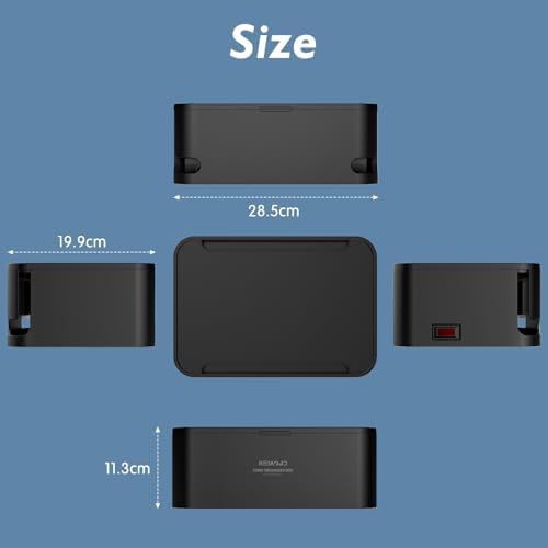 Power Strips with Cable Management Box, Surge Protector, Black - Image 4
