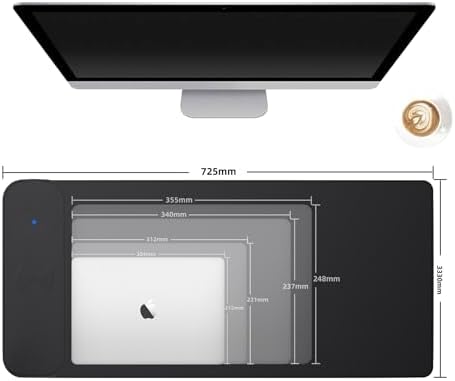 Large Leather 15W Wireless Charging Mouse Pad with Magnetic Phone Charger - Image 4