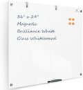 TSJ OFFICE White Board for Wall - 36" x 24" Brilliance White Glass Board by TSJOFFICE-WipeCleanThinkGreenWorkSmart