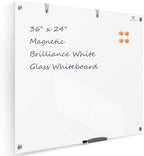 TSJ OFFICE White Board for Wall - 36" x 24" Brilliance White Glass Board by TSJOFFICE-WipeCleanThinkGreenWorkSmart