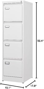 BYNSOE 4 Drawer File Cabinet with Lock Metal Vertical File Storage Cabinet Office Home Steel Vertical File Cabinet for A4 Legal/Letter Size Narrow File Cabinet Locked,Assembly Required - Image 3
