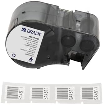 Brady Authentic (M5-97-488) Solvent Resistant Polyester Labels 0.9 in H x 0.9 in W Black on White, 280 Labels. for use with The BMP51 and M511 Label Printers by BradyCorp