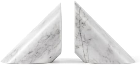 Fox Run Natural Polished Marble Bookends, White, Set of 2 Angled Book Ends by foxrunbrands