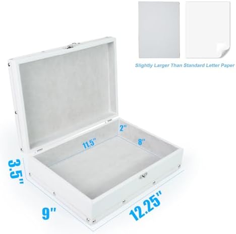 DreamsEden White Wooden Keepsake Box with Latch, Large Decorative Storage - Image 3