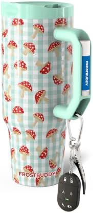 Frost Buddy Thicc Buddy 40 oz Tumbler with Handle (Gingham Mushroom) by FrostBuddy