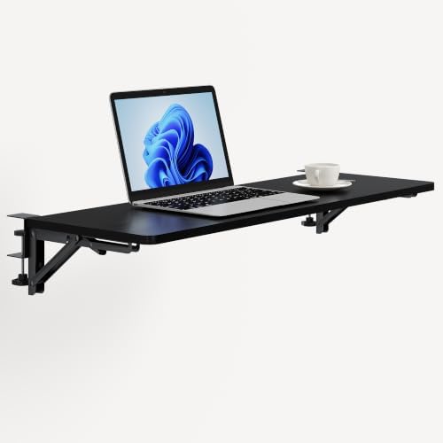 Desk Extender Tray, 16"×12" Clamp-On Arm Rest Shelf, 90° Foldable Computer Elbow Support for Office Home, Space-Saving Keyboard Mouse Tray (Black) by INDUSTRIALSHELVESDESIGN