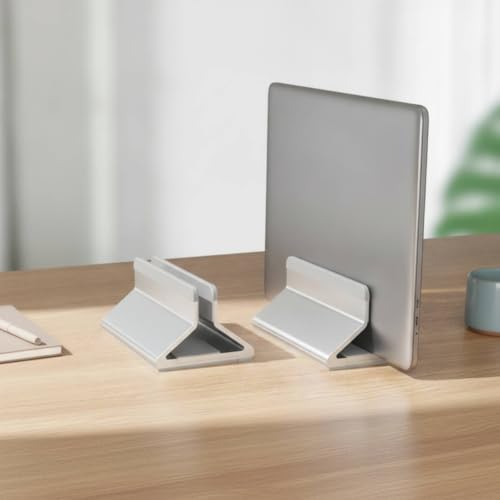 Vertical Stand with Adjustable Width Compact Vertical Laptop Stand Lightweight Desktop Laptop Holder for Home Office, Gray - Image 6