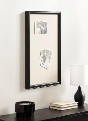 Kate and Laurel Adlynn Rectangle Framed Linen Fabric Pinboard, 15 x 24, Black, Traditional Beveled Accent Bulletin Board for Vintage Home Wall Organization or Aspirational Vision Board - Image 4