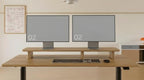 White Oak Dual Monitor Stand Riser - 43.3" Wooden Monitor Stand for 2 Monitors, Minimalist Desk Shelf Organizer for iMac, Laptop & Ultrawide Displays - Image 3
