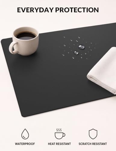 Leather Desk Mat 63" x 17", Black Large Desk Pad Protector - Image 3