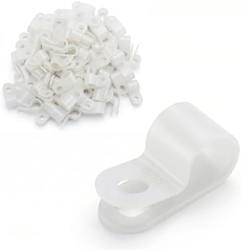 BAOMAIN 5/16-Inch R-Type Cable Clamps, 1000-Pack Wire Nylon Wire Management Clips, UC-1.5 Screw-On Cord Fasteners for Home, Office, and Industrial Use by Baomain