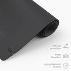 Mouse Pad with Wireless Charging, PU Leather Fast Charging Gaming Mouse Pad, Waterproof Anti-Slip Surface, Easy Clean Office Table Mat, 32L x 16W x 0.15H inches, Black(Right Side Charging Port) - Image 5