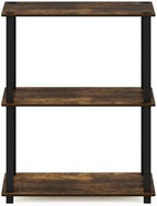 Furinno TURN-S-TUBE Storage Shelves, 3-Tier Book Shelf, Corner Shelf, Toolless Open Shelves, for Organization and Storage, Living Room, Garage, Home Office, Amber Pine - Image 5