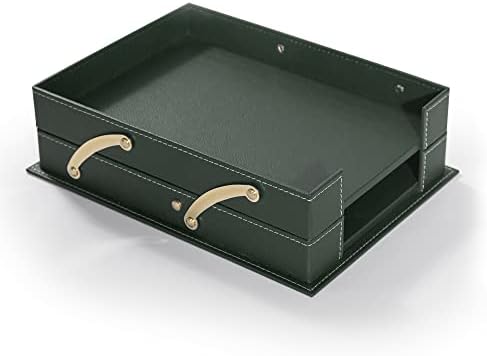 MOOGCO 12-Piece Leather Desk Set — Desk Pad 23.2" x 15.4", Double Document Tray, Pen Holder — Desk Organizer Set for Home Office & Executive Desk Accessories - Image 4