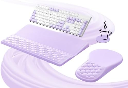 Ospelelf Ergonomic Mouse Pad and Keyboard Stand Wrist Rest Set, Memory Foam Comfort, Pain Relief for Typing, Office Desk Accessories, Purple by OspelelfOfficeSupplies