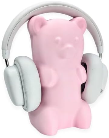 Gummy Bear Headphone Stand Hanger - Cute Headset Holder - Kawaii Desk Accessories - Compatible with Most Headphones (Pastel Pink) by BeamTeam3D