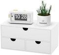 Bamboo Desk Organizer with Drawers Desktop Storage Drawers for Bills Office Supplies Kitchen Utensils Organizing Tool for Home Classroom Organization No Assembly (White) by WISUCART