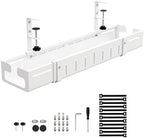Under Desk Cable Management Tray, Expandable Length 25.2"-38.6",No Drill No Damage to Desk,Cable Tray with Clamp for with Wire Management,for Cord Organizer for Home Office Standing Desk, White - Image 2