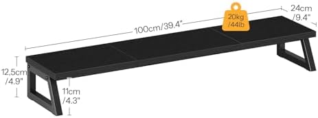 HOOBRO Dual Monitor Stand Riser, 39 Inch Large Computer Monitor Stand for 2 Monitors, Computer Monitor Riser, Desk Shelf Organizer for Office Desk, Accessories, Black BB121CJ01 - Image 2