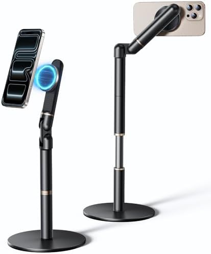 Angle Height Adjustable Magnetic Phone Stand for Desk [10"-25"] by Nauttxon