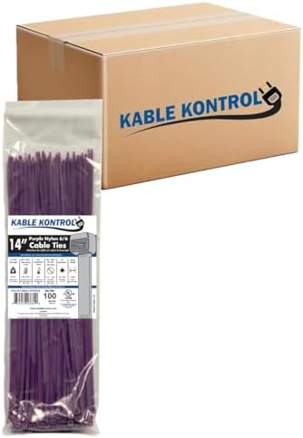 Kable Kontrol Cable Zip Ties, 14 Inch, 6000 Pcs, 50lbs Test, Purple by KABLEKONTROL%C2%AE
