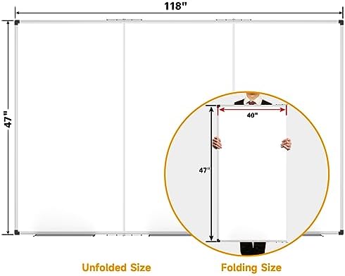 XBoard Extra Large Magnetic Whiteboard 118 x 48 Inch, 10' x 4' Oversized Foldable Dry Erase White Board for Wall with Marker Tray | Aluminum Frame - Image 3