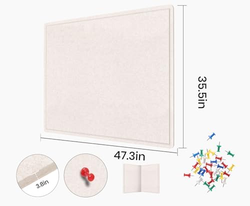 Large Bulletin Board 48" x 36", Felt Pin Board, Oatmeal - Image 3