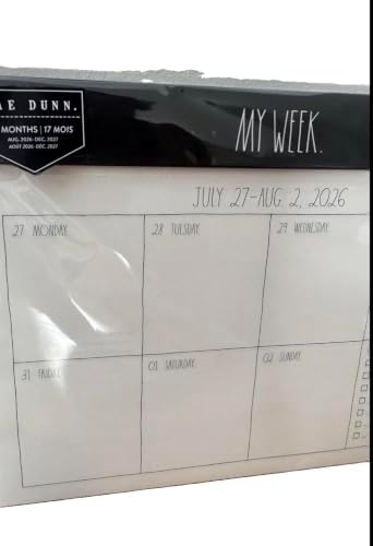 Weekly Desk Calendar, My Week Planner, 17-Month Academic Calendar Desk Blotter Monthly Aug 2026 to Dec 2027 11x9 Inches Black - Image 2