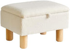 Aibiju Ottoman with Storage, Small Foot Rest for Couch 16x12x9.5inch, Safety Hinge Flip Top Foot Stool Load up to 330lb for Living Room Dorm Teddy White YD-JD136W by Aibijusolidwoodfurniture