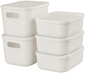 ANMINY White Plastic Storage Bins Baskets with Lids, 5-Pack, 2M+3S by ANMINY