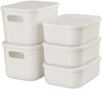 ANMINY White Plastic Storage Bins Baskets with Lids, 5-Pack, 2M+3S by ANMINY