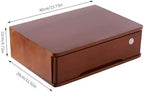 Desk Organizer with Drawer, Wooden Desktop Storage Box with Lockable Office Supplies Drawer Organizer Tabletop Storage Multifunctional Desktop Storage Box for Office Study Dresser（Walnut Color） - Image 2