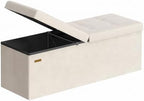 SONGMICS Foldable Storage Ottoman with Flipping Lid, 43.3 Inch Velvet Bench by SONGMICSbySONGMICSHOME