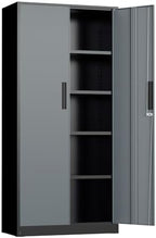 INTERGREAT Metal Storage Cabinet, 72" Locking Steel Cabinets with 2 Door and 4 Adjustable Shelves, Tall Metal Cabinet for Home Office, Garage, Warehouse,(Black+Grey) by INTERGREAT