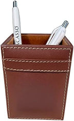 Dacasso Rustic Brown Leather Pencil Cup, 3.25 x 3.25 x 4.00 - Image 2