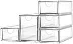 Acrylic Makeup Organizer, Clear Storage Organizer Desktop Stackable Storage Drawers, Plastic Organizer Bins for Makeup, Stationery, Cosmetics, Vanity, Bathroom,Cabinet,Pantry Office Desk (5 Drawers) by ZEXALOR