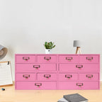 4-Piece Desktop Drawers Stackable Wood Desktop Cabinet with 3 Drawers Tabletop Storage Organization Box Drawer Cabinet for Bedrooms, Offices, Dormitories, Kitchens (Pink) - Image 7