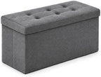 ALASDO 30 Inch Folding Storage Ottoman Bench with Hidden Storage, PU Leather Ottoman Foot Rest Stool, End of Bed Bench for Bedroom, Living Room, Entryway and Closet, Grey by ALASDO