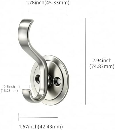 khtumeware 10 Pack 3inch Zinc Alloy Brushed Satin Nickel Towel Hooks - Image 2