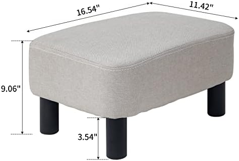 IBUYKE Small Footstool Ottoman, Linen Fabric Footrest, Linen RF-BD213 - Image 3