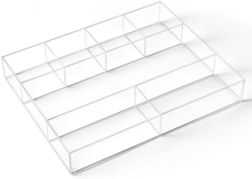 Briwooody Clear Acrylic Deep Drawer Organizer Tray, 7 Compartments by Briwooody