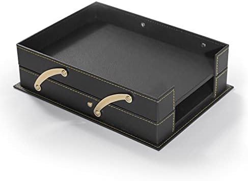 MOOGCO 12-Piece Leather Desk Set — Desk Pad 23.2" x 15.4", Double Document Tray, Pen Holder — Desk Organizer Set for Home Office & Executive Desk Accessories - Image 4