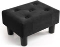 Poofzy Small Foot Stool Ottoman, Velvet Ottoman Foot Rest with Legs, Rectangle Foot Rest for Couch, Footstools and Ottomans Small for Living Room and Entryway (Black) by Poofzy