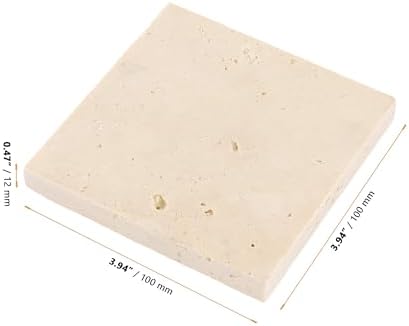 6 Pack 4 Inch Square Travertine Coaster, Absorbent Marble Coaster with Cork Pad Travertine Drink Coasters Stone Coasters for Home Decor, Coffee Tabletop - Image 2