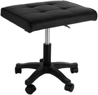 Footrest Under Desk, Adjustable Height 15.7-19.7 in Leg Rest Ottoman with Wheels, 17.7 x 14.6 in Ergonomic Saddle Foot Stool, Leather Rolling Stool for Office Home Gaming Salon Makeup Vanity - Image 4
